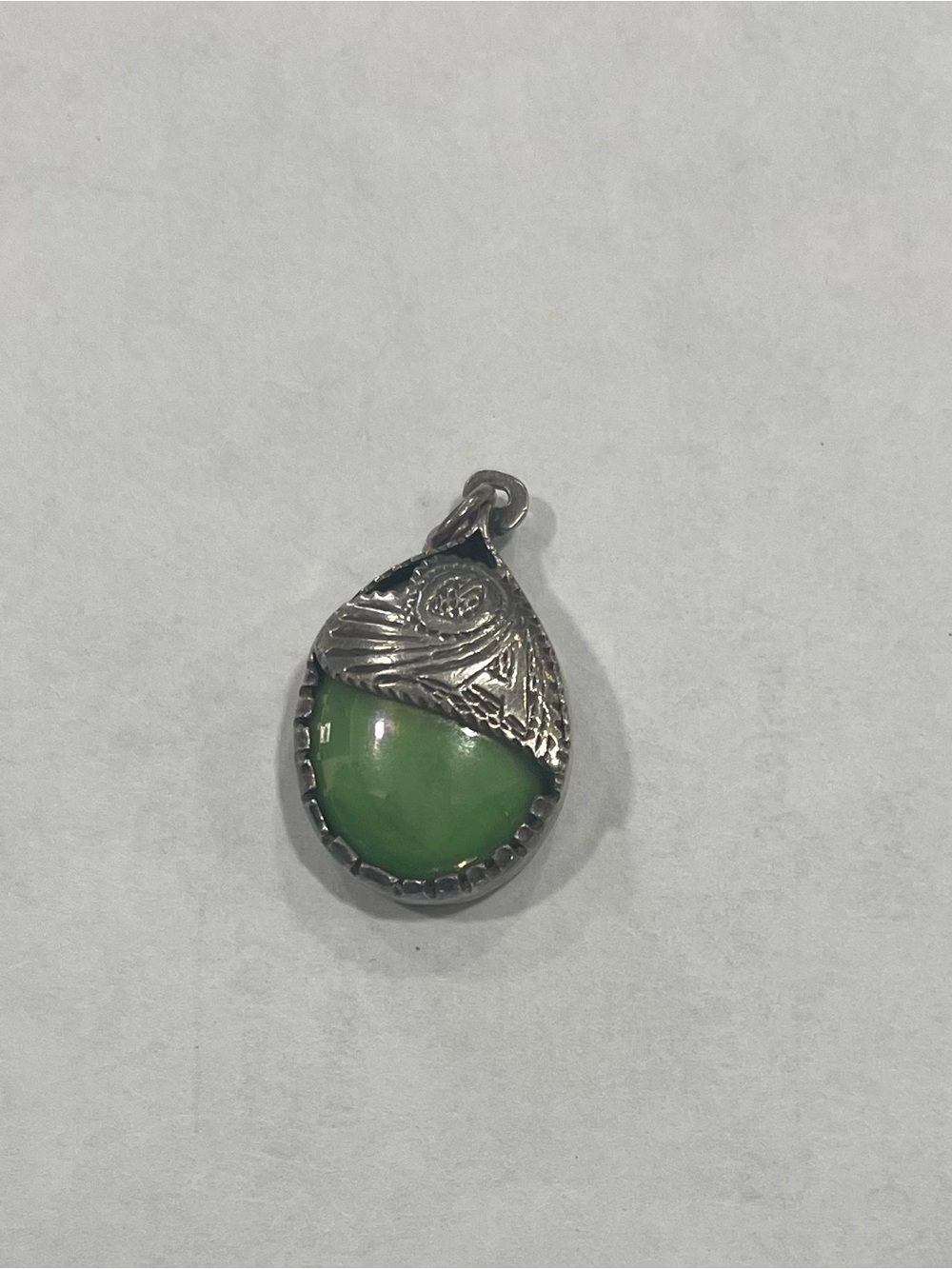 Green Teardrop Stone Pendant Necklace - Women Jewelry
